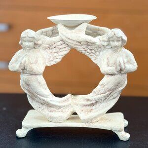 Vintage Russ Berrie & Co. Cast Iron Angel Candle Holder 1980s 5 inches